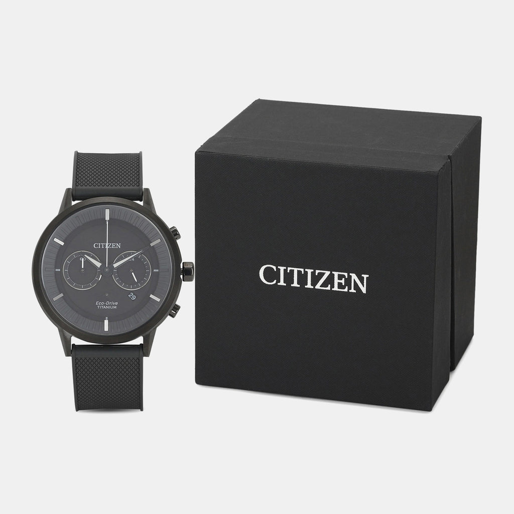 Men Quartz Eco-Drive Grey Dial Chronograph Rubber Watch CA4405-17H