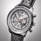Eco-Drive Men Quartz Grey Dial Chronograph Leather Watch CA4500-24H