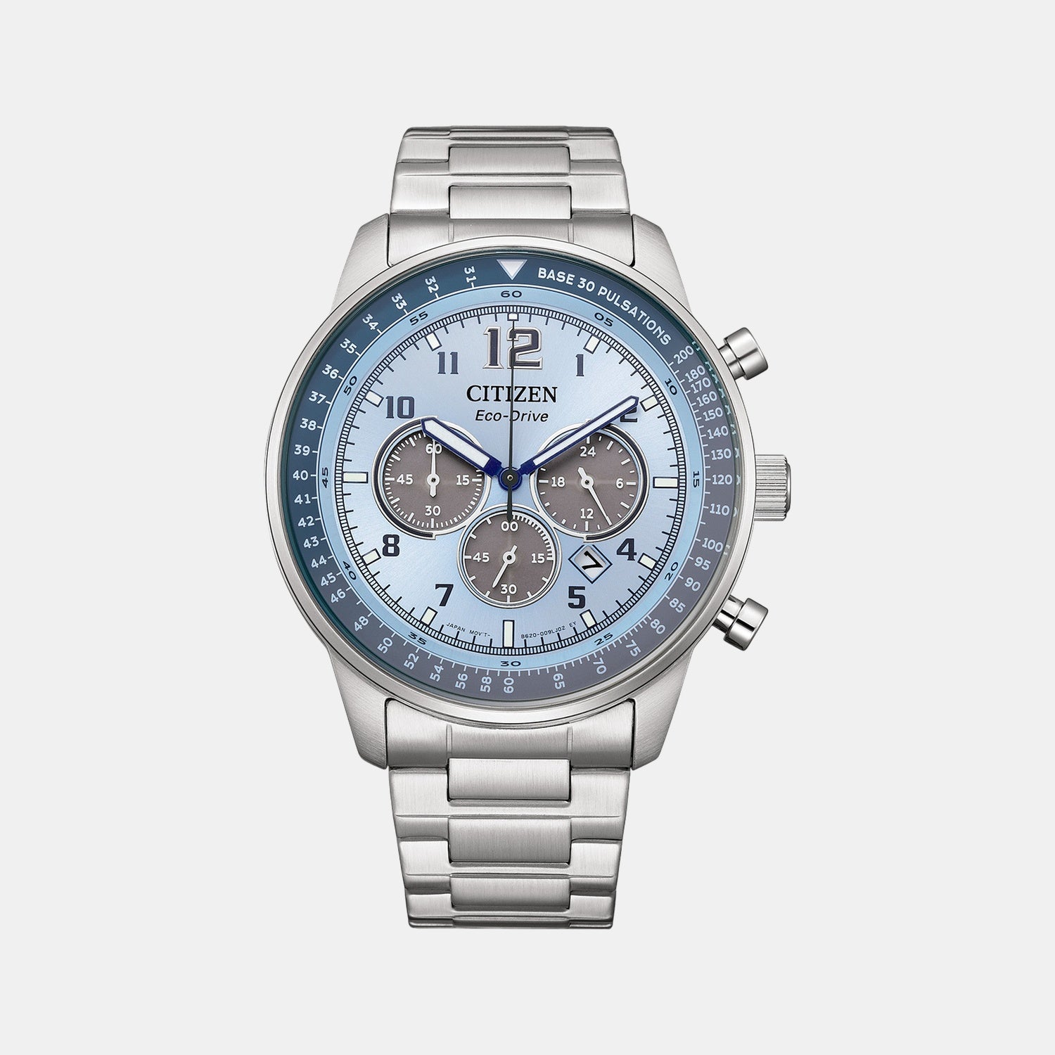 Eco-Drive Men Eco-Drive Light Blue Dial Chronograph Stainless Steel Watch CA4500-83M