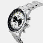 Eco-Drive Men Quartz White Dial Chronograph Stainless Steel Watch CA4500-91A