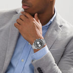 Eco-Drive Men Quartz Black Dial Chronograph Stainless Steel Watch CA4500-91E