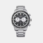 Eco-Drive Men Quartz Black Dial Chronograph Stainless Steel Watch CA4500-91E