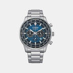 Eco-Drive Men Quartz Blue Dial Chronograph Stainless Steel Watch CA4500-91L