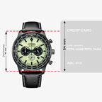 Men Eco-Drive Green Dial Chronograph Leather Watch CA4505-21X