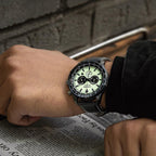 Men Eco-Drive Green Dial Chronograph Leather Watch CA4505-21X