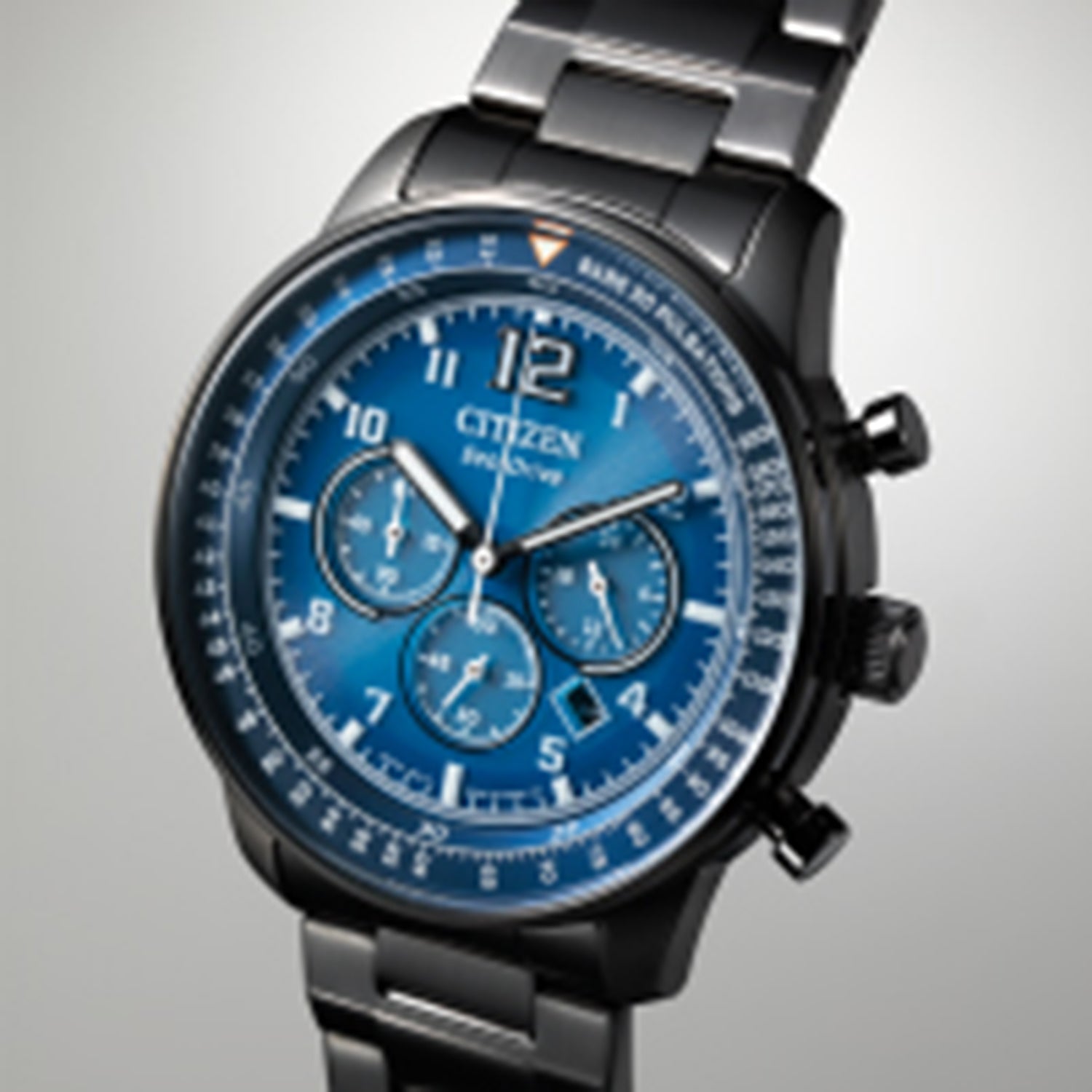 Eco-Drive Men Quartz Blue Dial Chronograph Stainless Steel Watch CA4505-80L