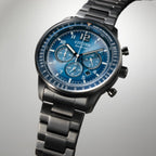Eco-Drive Men Quartz Blue Dial Chronograph Stainless Steel Watch CA4505-80L