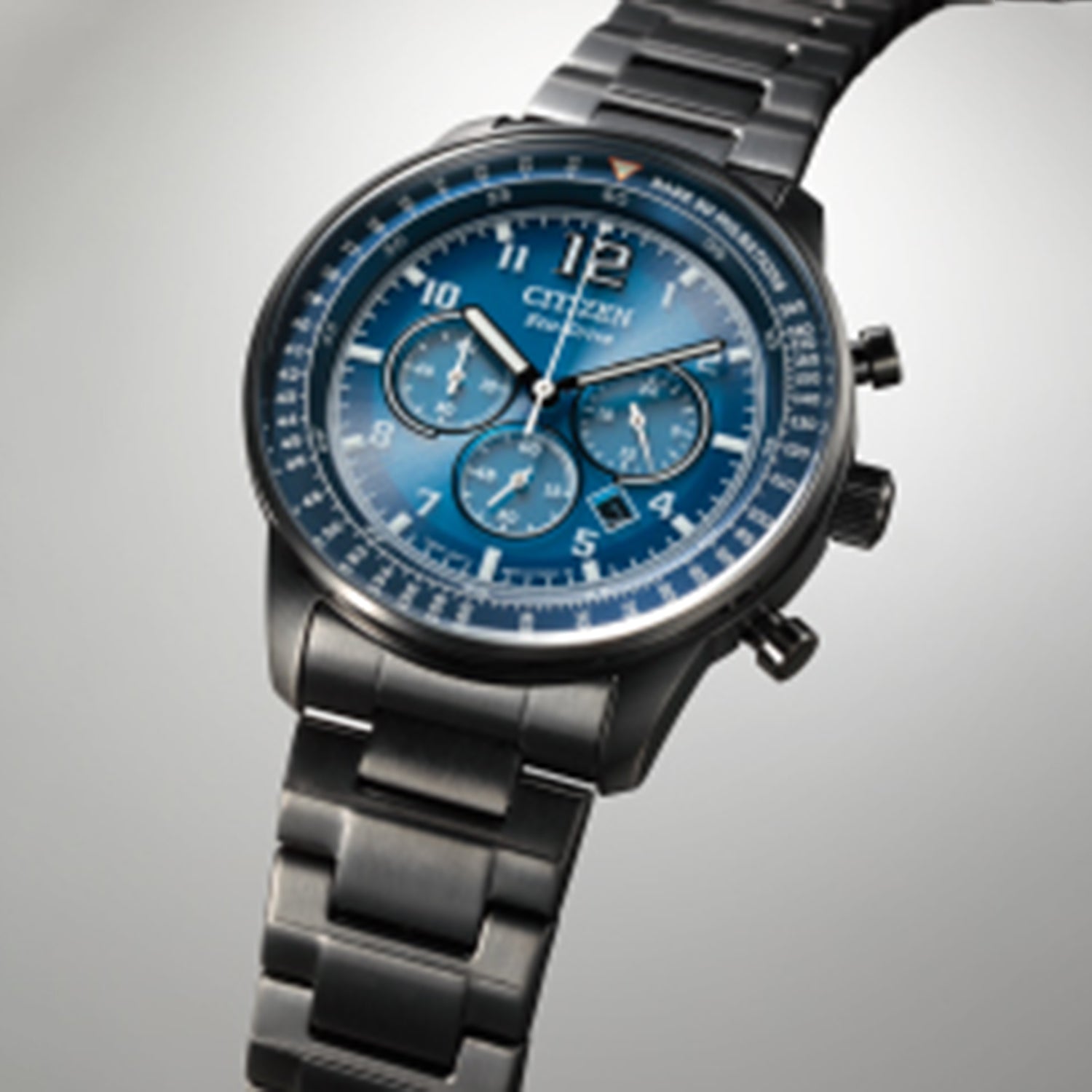 Eco-Drive Men Quartz Blue Dial Chronograph Stainless Steel Watch CA4505-80L