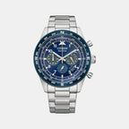 Eco-Drive Men Eco-Drive Blue Dial Chronograph Stainless Steel Watch CA4554-84L