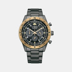 Eco-Drive Men Eco-Drive Black Dial Chronograph Stainless Steel Watch CA4556-89E