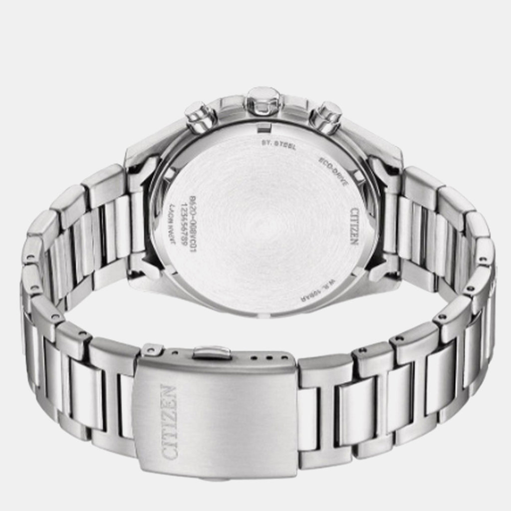 Eco-Drive Men Eco-Drive White Dial Chronograph Stainless Steel Watch CA4590-81A