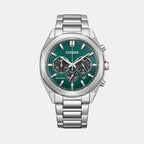 Eco-Drive Men Eco-Drive Green Dial Chronograph Stainless Steel Watch CA4590-81X