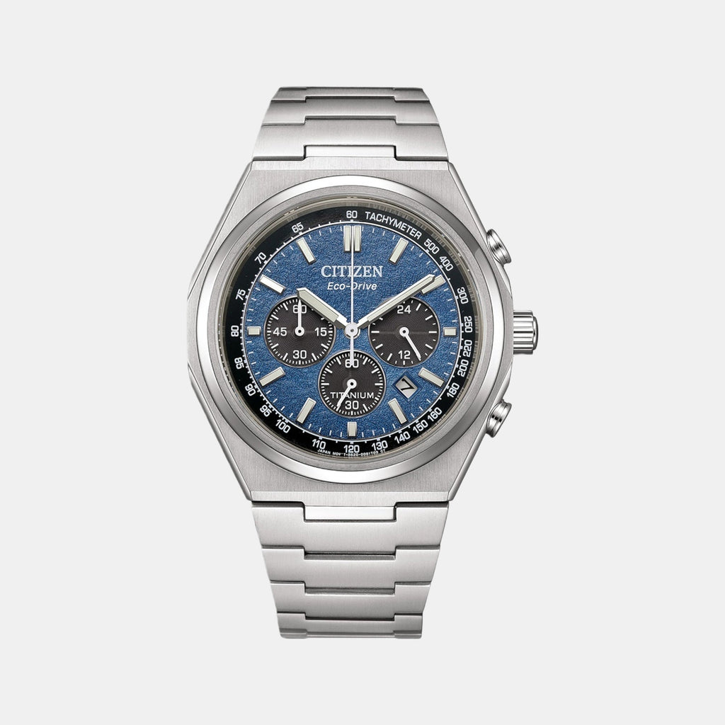Zenshin Men Quartz Blue Dial Chronograph Titanium Watch CA4610-85L