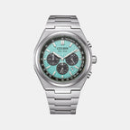 Zenshin Men Eco-Drive Green Dial Chronograph Stainless Steel Watch CA4610-85M
