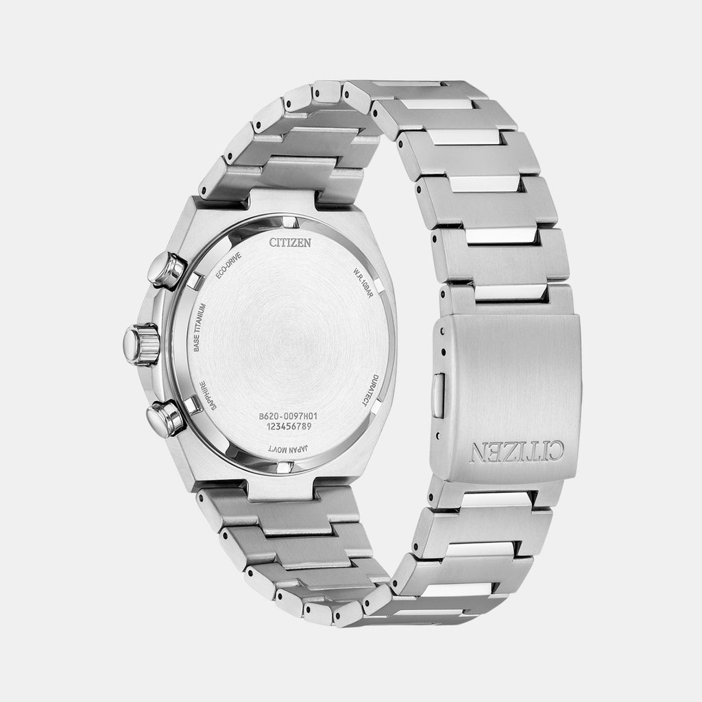 Zenshin Men Eco-Drive Green Dial Chronograph Stainless Steel Watch CA4610-85M