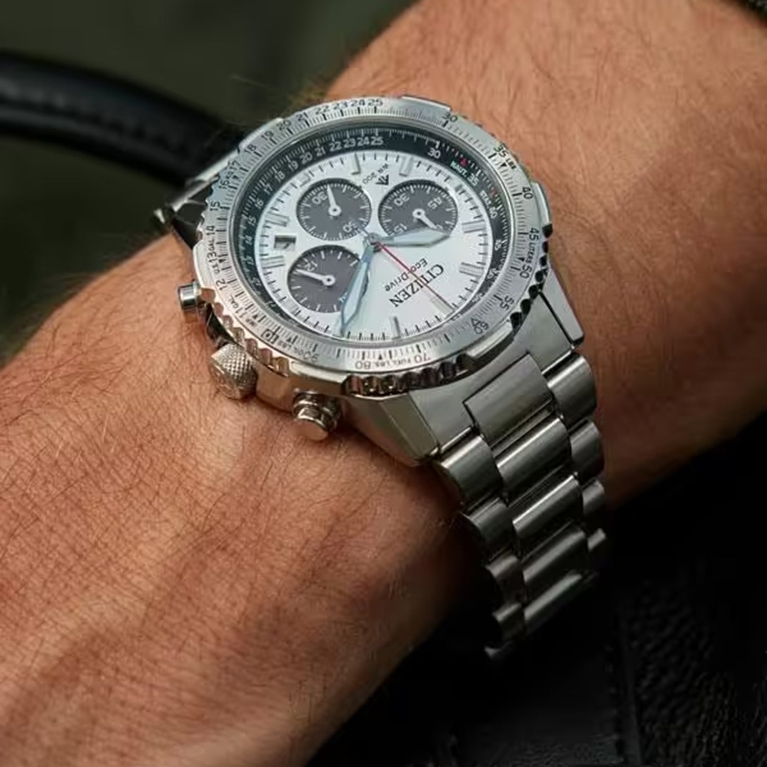 Promaster Sky Men Eco-Drive White Dial Chronograph Stainless Steel Watch CA4660-61A