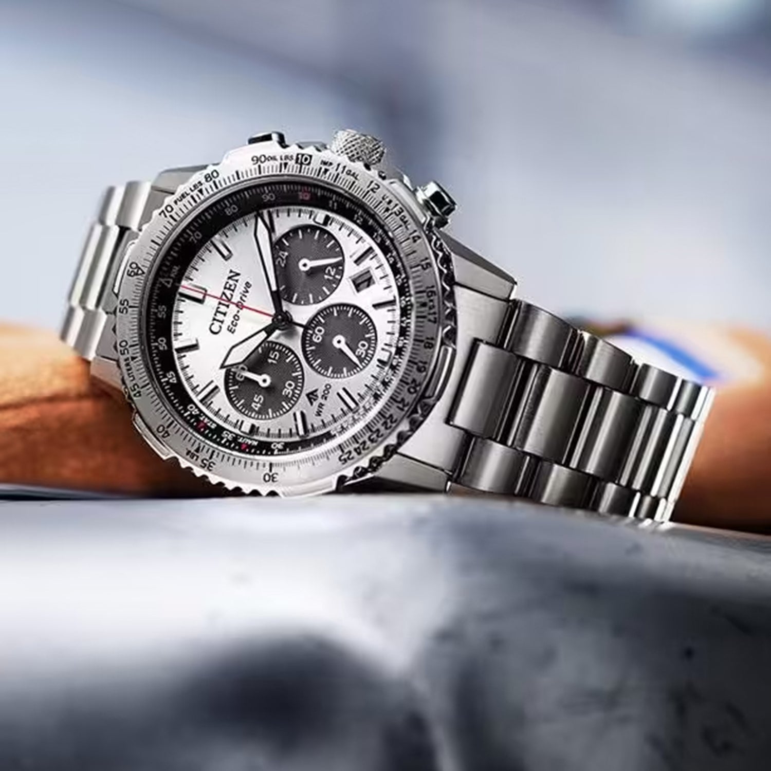 Promaster Sky Men Eco-Drive White Dial Chronograph Stainless Steel Watch CA4660-61A