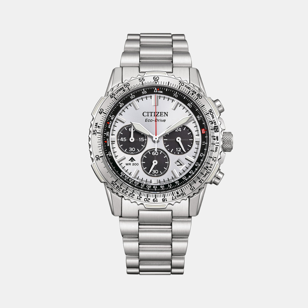 Promaster Sky Men Eco-Drive White Dial Chronograph Stainless Steel Watch CA4660-61A