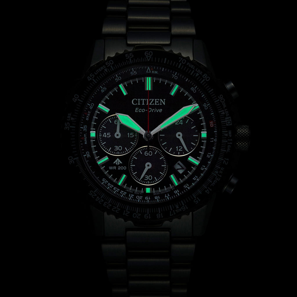Eco-Drive Men Quartz Black Dial Chronograph Stainless Steel Watch CA4664-60E