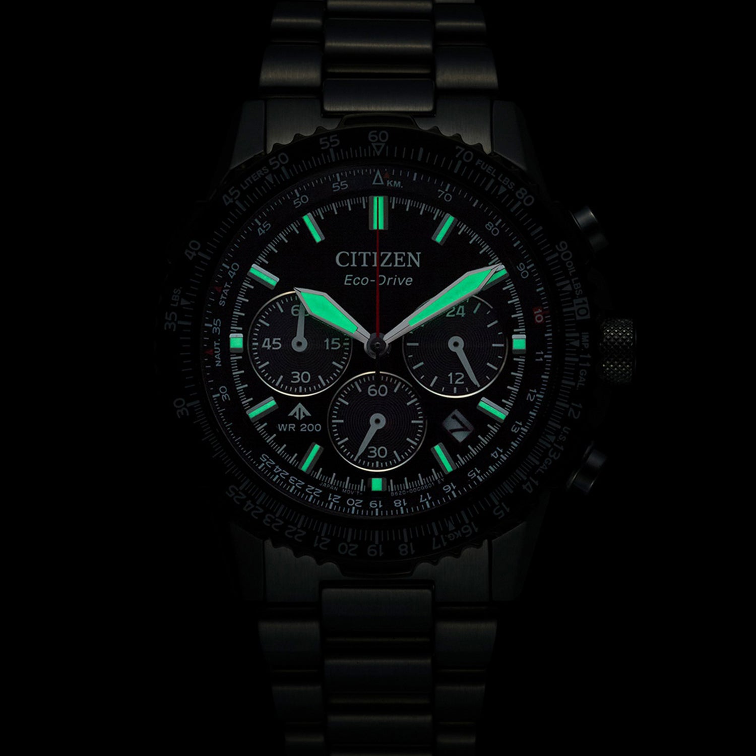 Eco-Drive Men Quartz Black Dial Chronograph Stainless Steel Watch CA4664-60E