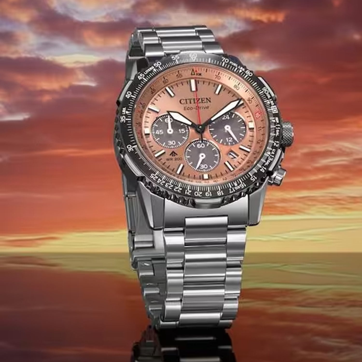 Promaster Men Quartz Peach Dial Chronograph Stainless Steel Watch CA4664-60X