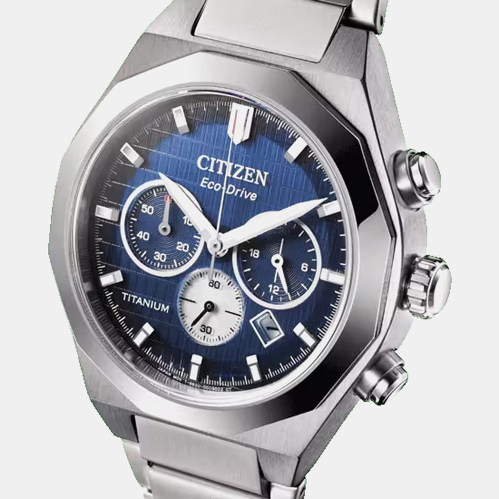 Zenshin Men Eco-Drive Blue Dial Chronograph Titanium Watch CA4691-59L