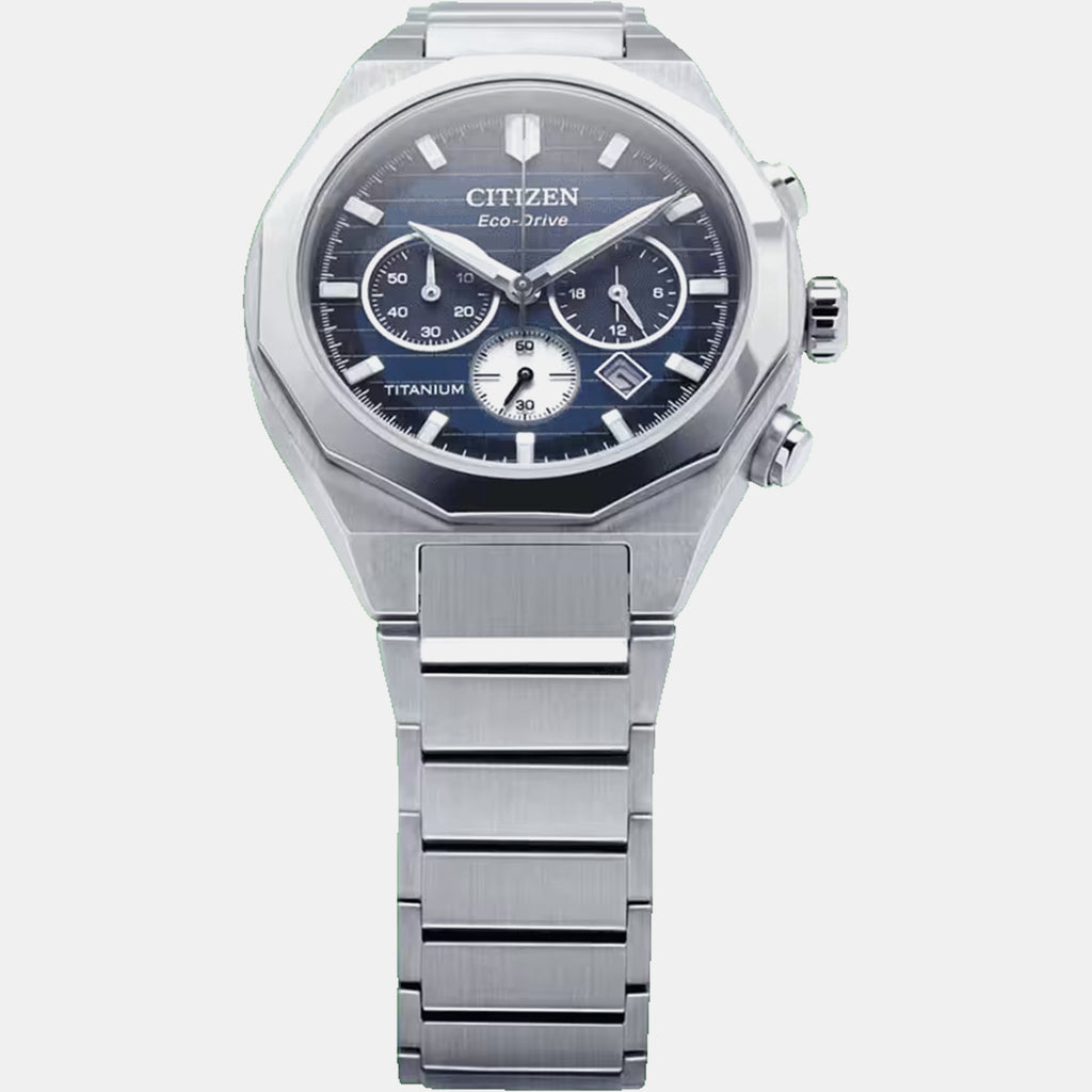 Zenshin Men Eco-Drive Blue Dial Chronograph Titanium Watch CA4691-59L