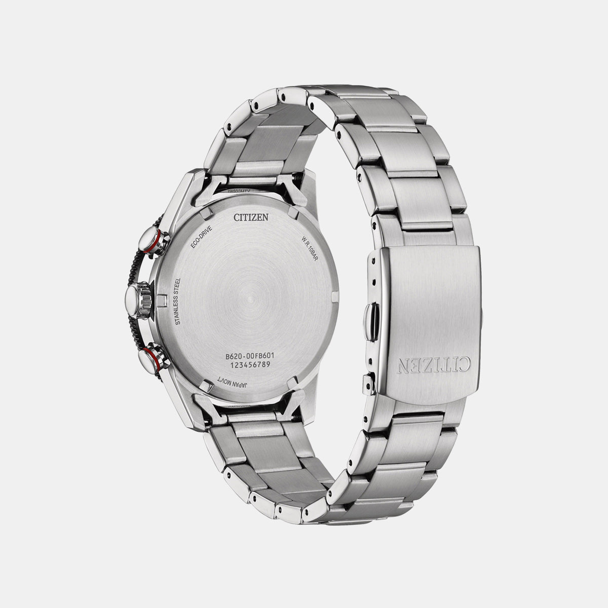 Men Solar Black Dial Chronograph Stainless Steel Watch CA4714-55E