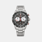 Eco-Drive Men Quartz Black Dial Chronograph Stainless Steel Watch CA4714-55E