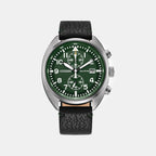 Men Quartz Green Dial Analog Leather Watch CA7041-07X