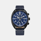Men Quartz Blue Dial Analog Leather Watch CA7048-08L