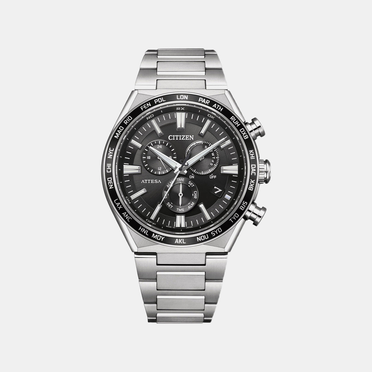 Attesa Men Quartz Black Dial Chronograph Stainless Steel Watch CB5966-69E
