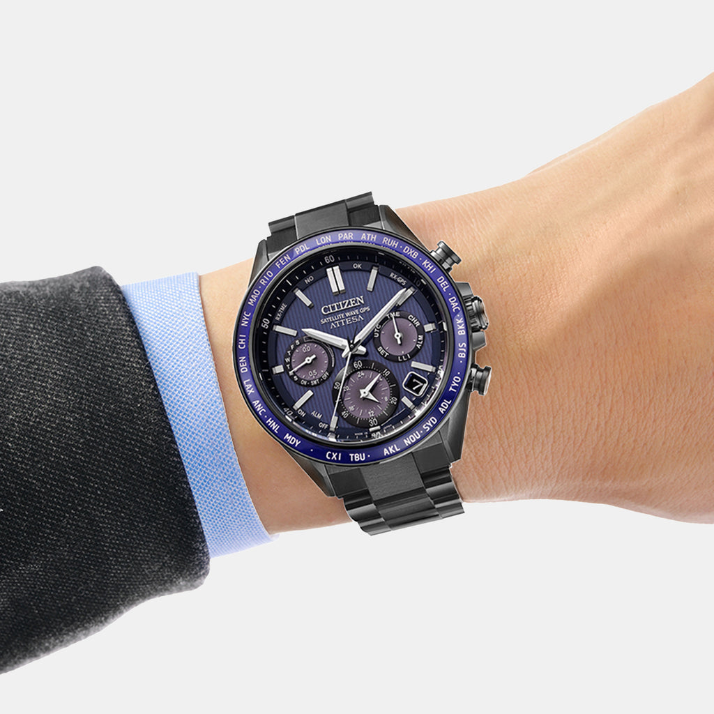 Attesa Men Quartz Blue Dial Chronograph Titanium Watch CC4059-64L