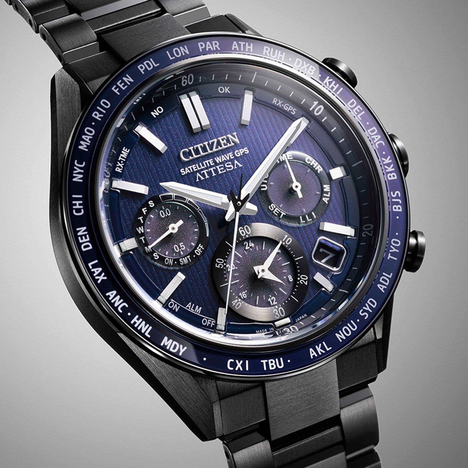 Attesa Men Quartz Blue Dial Chronograph Titanium Watch CC4059-64L