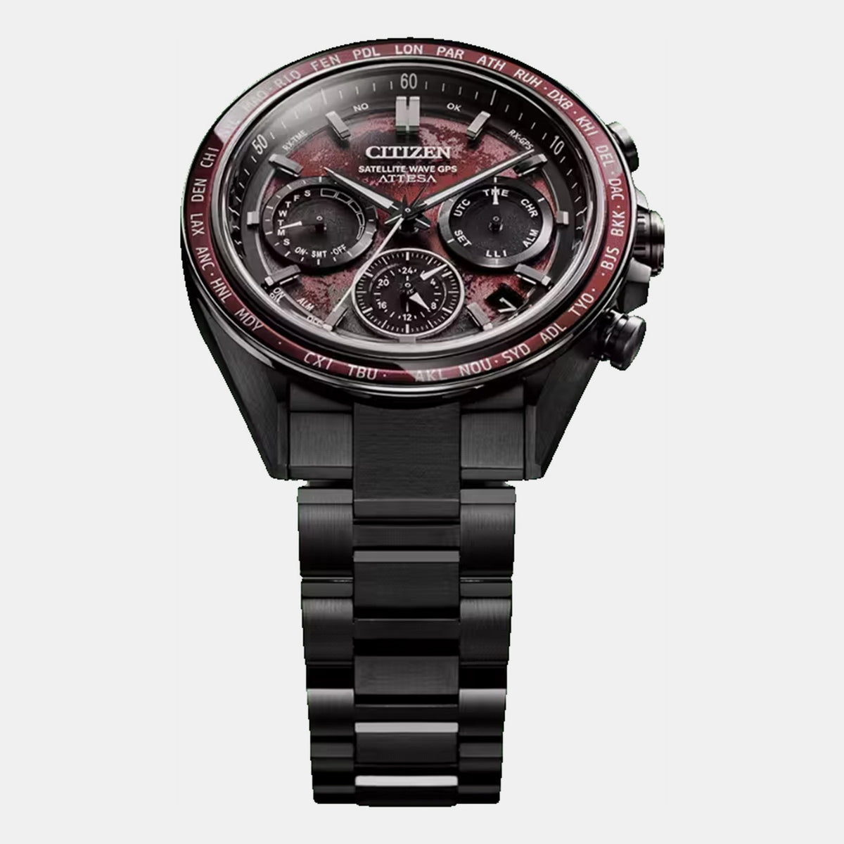 Attesa Men Solar Red Dial Chronograph Titanium Watch CC4077-71Z