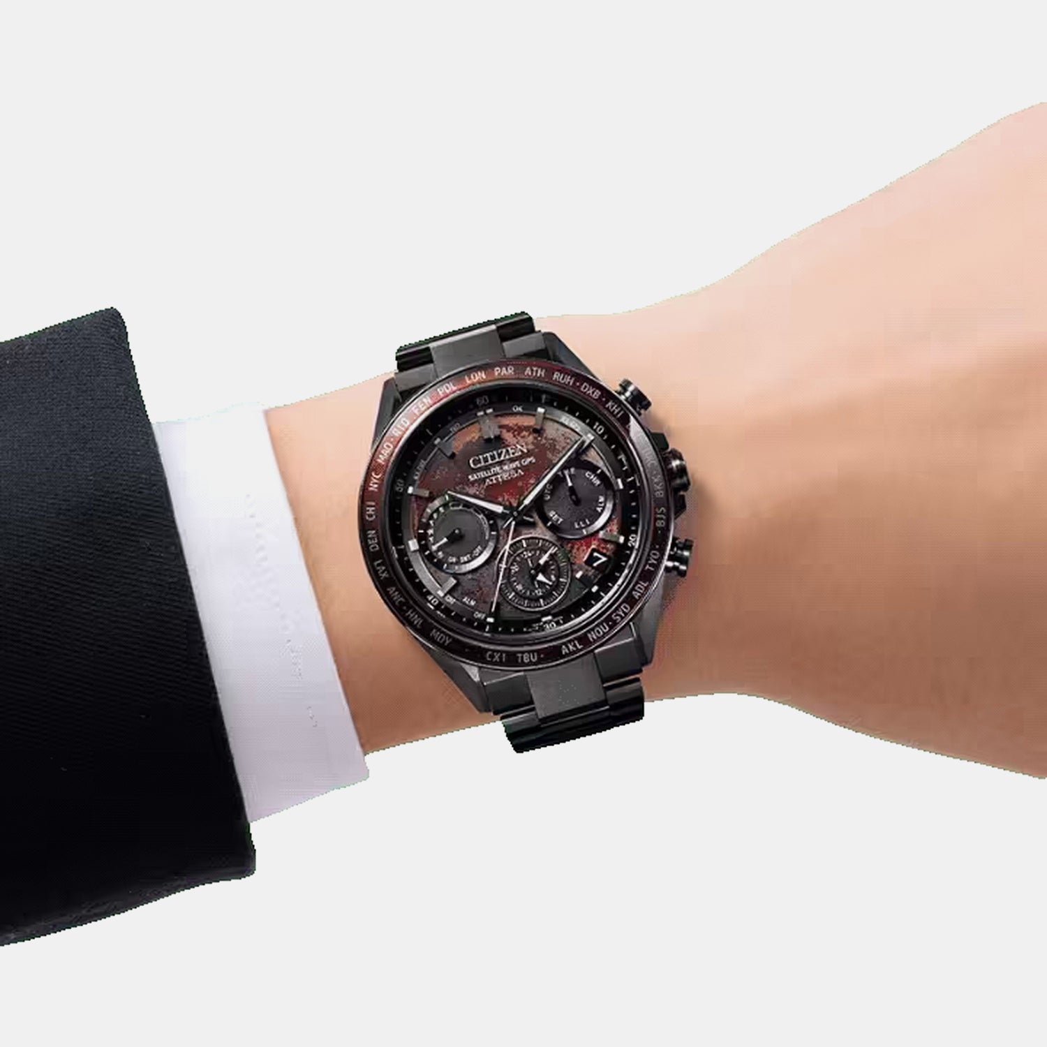 Attesa Men Eco-Drive Quartz Dual Tone Dial Chronograph Titanium Watch CC4077-71Z