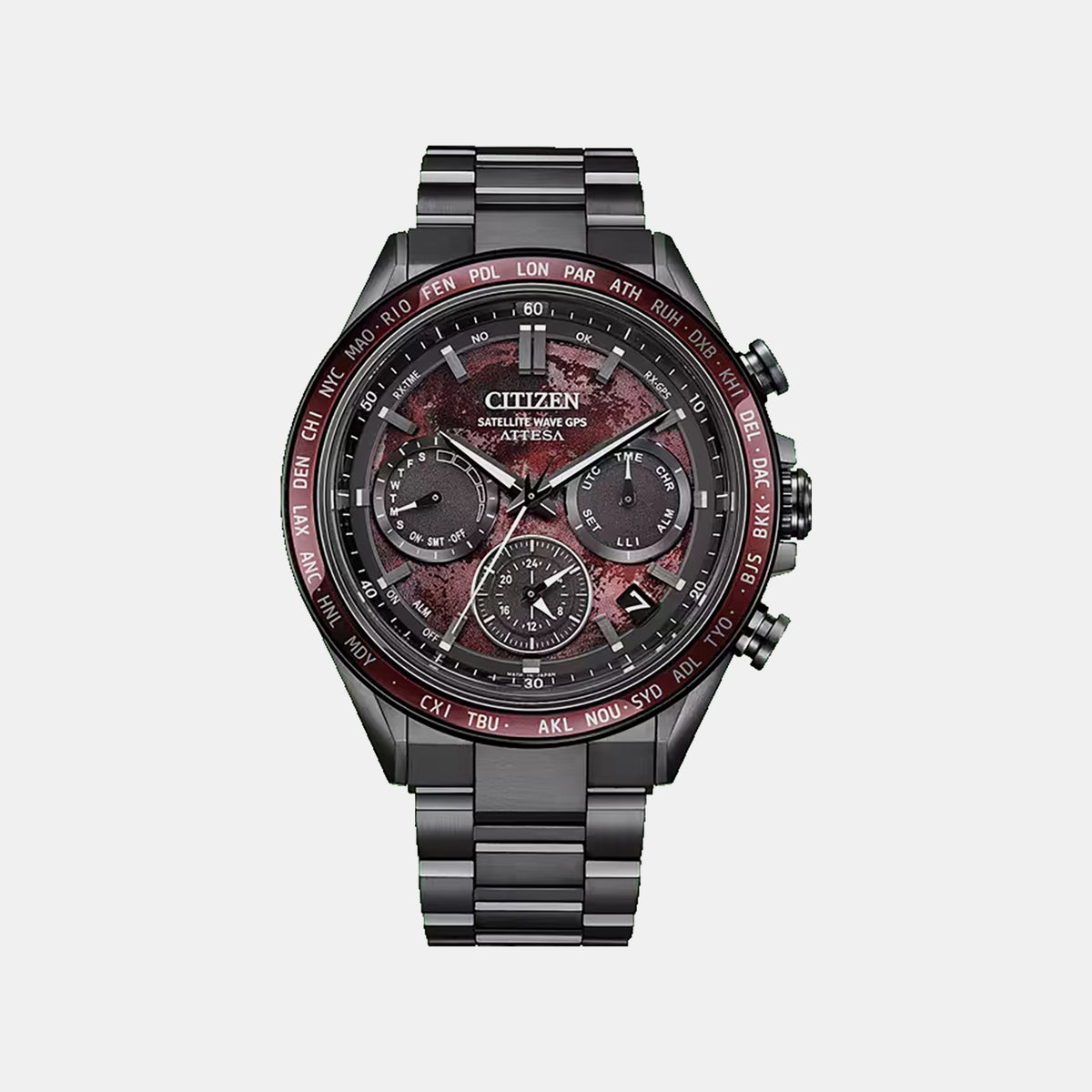 Attesa Men Solar Red Dial Chronograph Titanium Watch CC4077-71Z