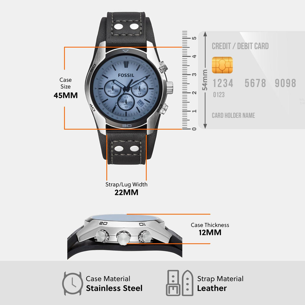 Coachman Men Quartz Blue Dial Chronograph Leather Watch CH2564