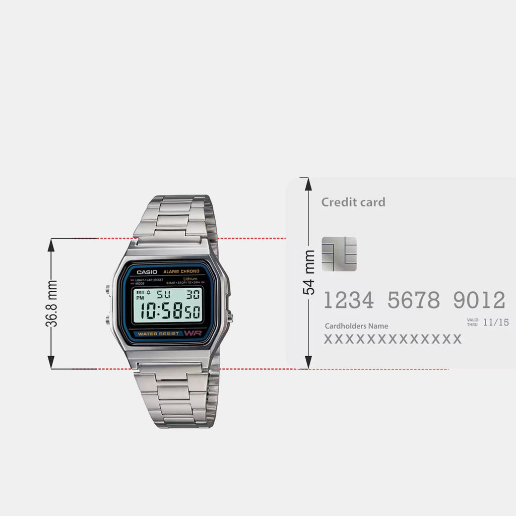 Vintage Unisex Quartz Black Dial Digital Stainless Steel Watch D011