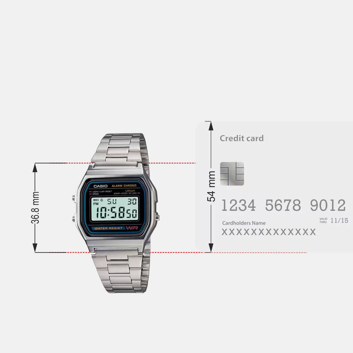 Vintage Unisex Quartz Black Dial Digital Stainless Steel Watch D011