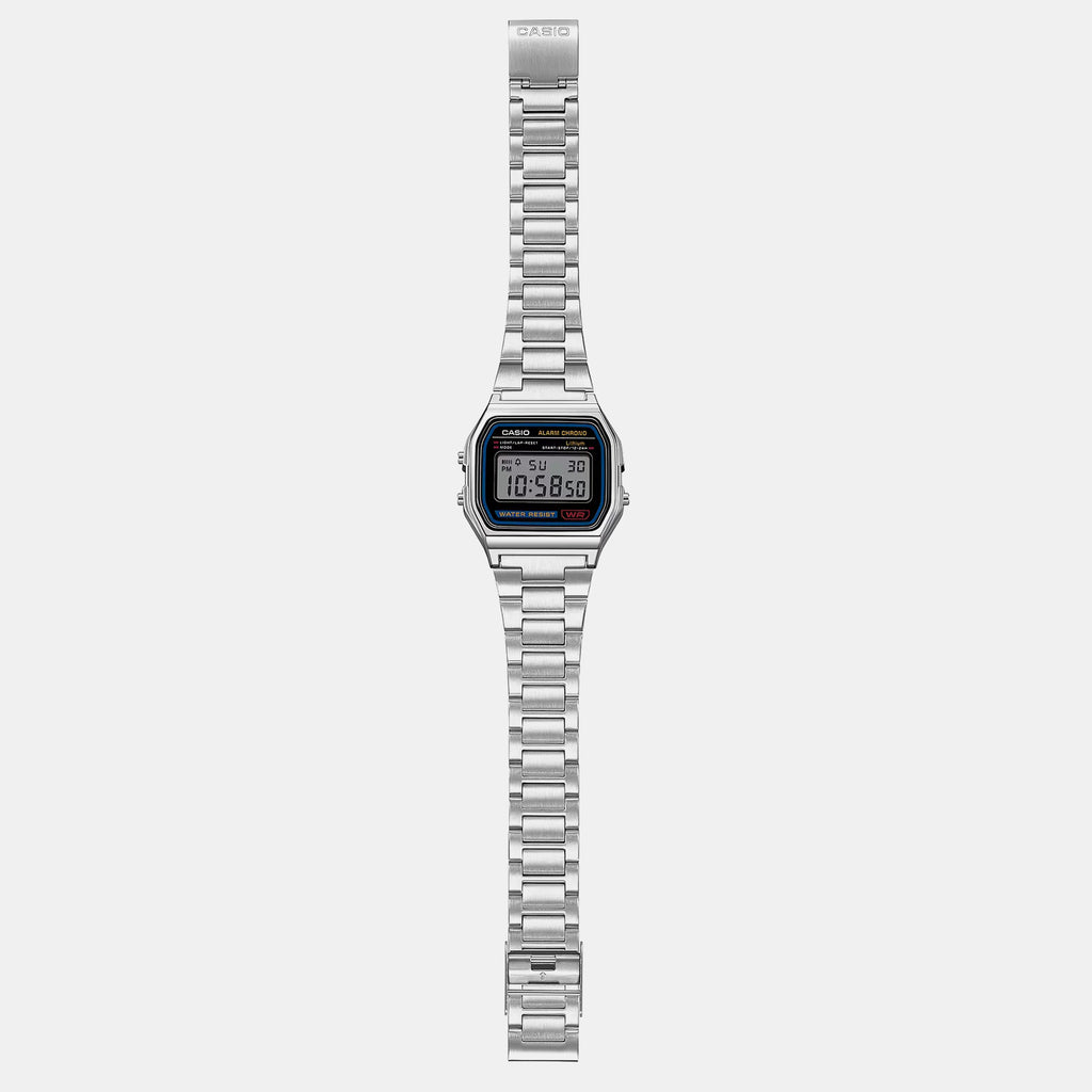 Vintage Unisex Quartz Black Dial Digital Stainless Steel Watch D011