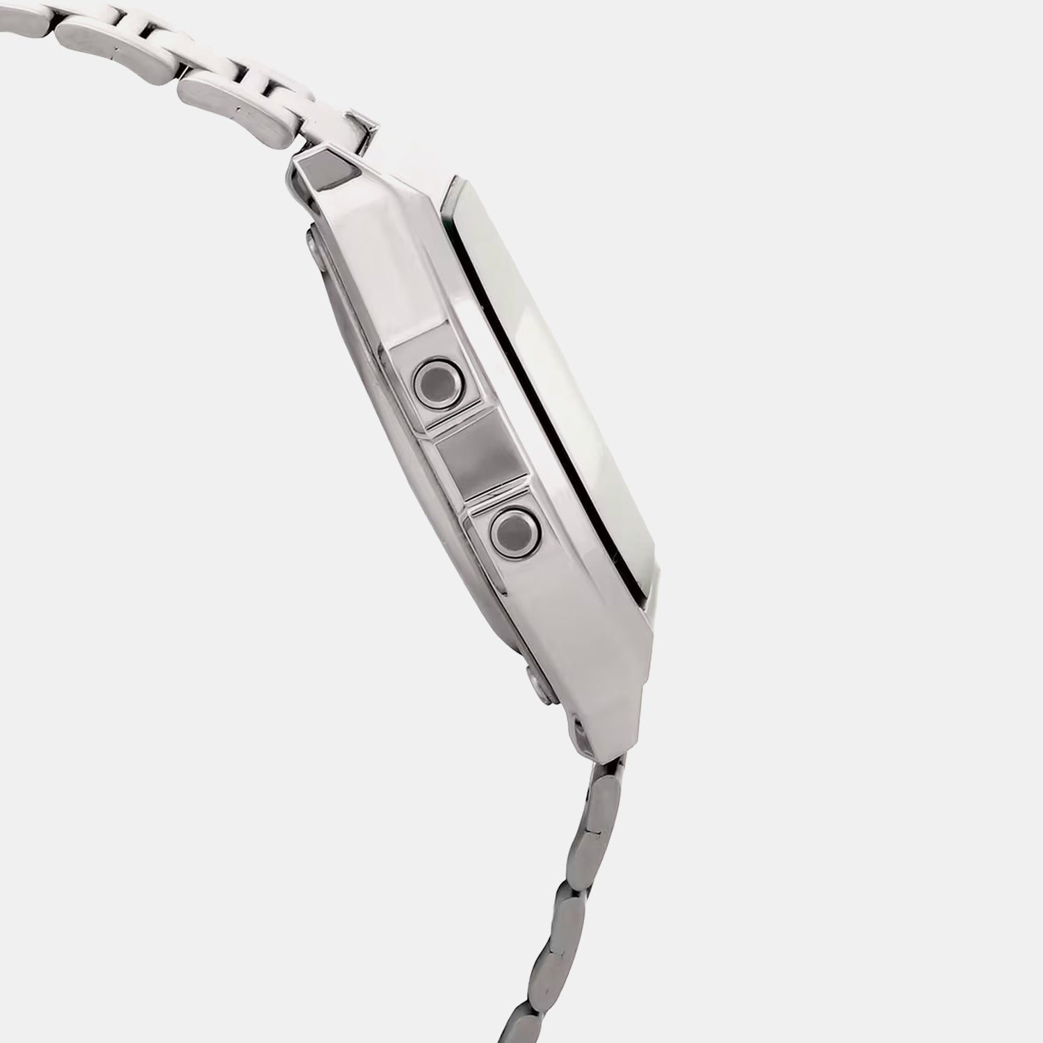 Vintage Unisex Quartz Black Dial Digital Stainless Steel Watch D011