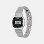 Vintage Women Quartz Black Dial Digital Stainless Steel Watch D089