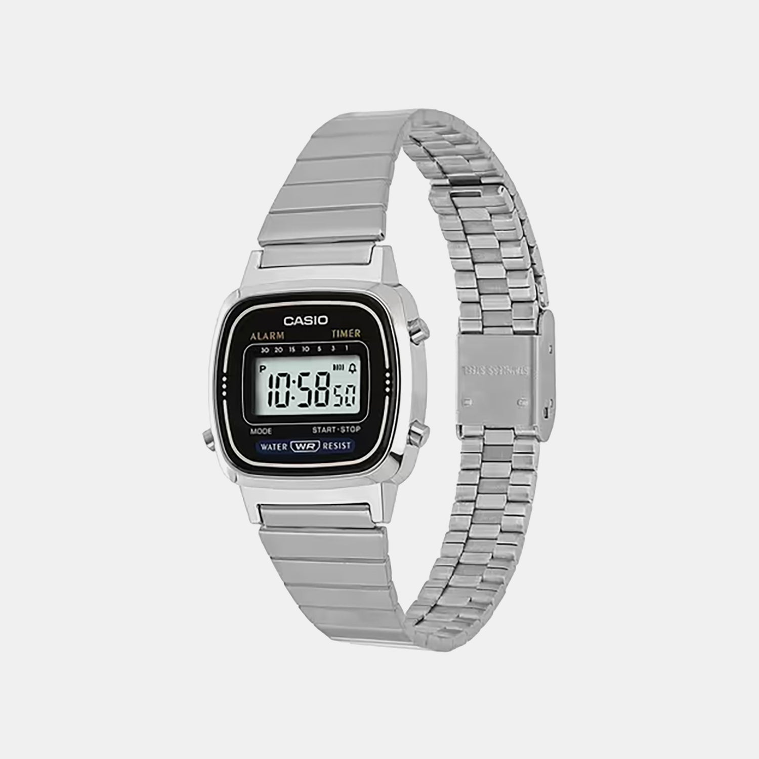 Vintage Women Quartz Black Dial Digital Stainless Steel Watch D089