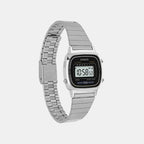 Vintage Women Quartz Black Dial Digital Stainless Steel Watch D089