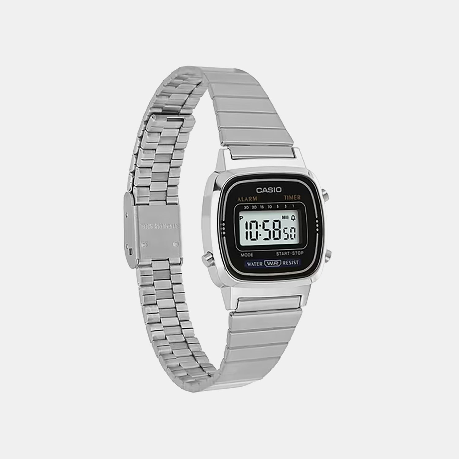 Vintage Women Quartz Black Dial Digital Stainless Steel Watch D089