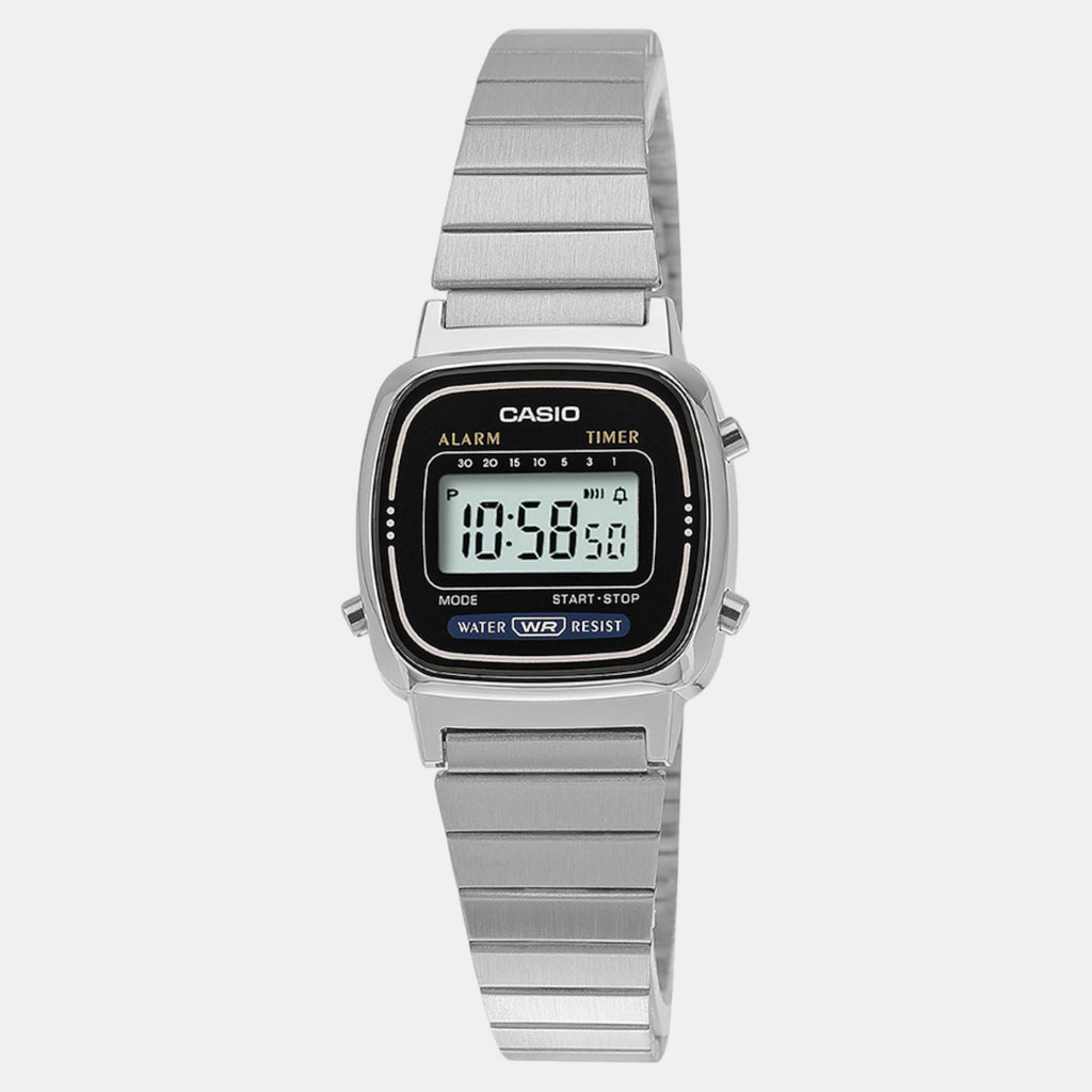 Vintage Women Quartz Black Dial Digital Stainless Steel Watch D089