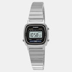 Vintage Women Quartz Black Dial Digital Stainless Steel Watch D089