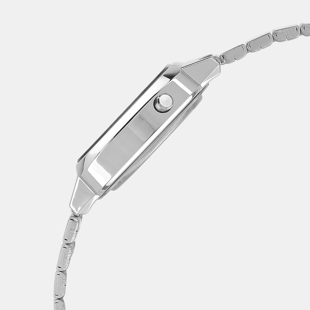 Vintage Women Quartz Black Dial Digital Stainless Steel Watch D089