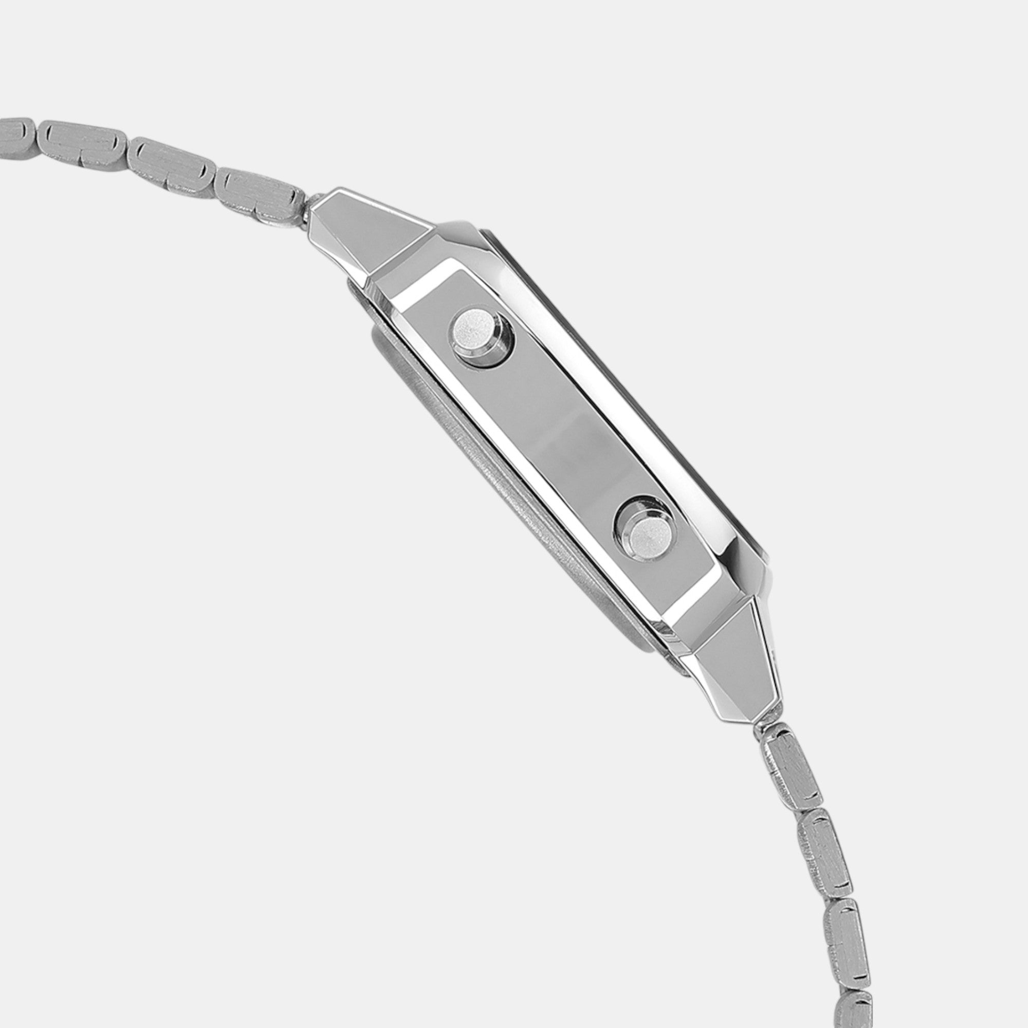 Vintage Women Quartz Black Dial Digital Stainless Steel Watch D089